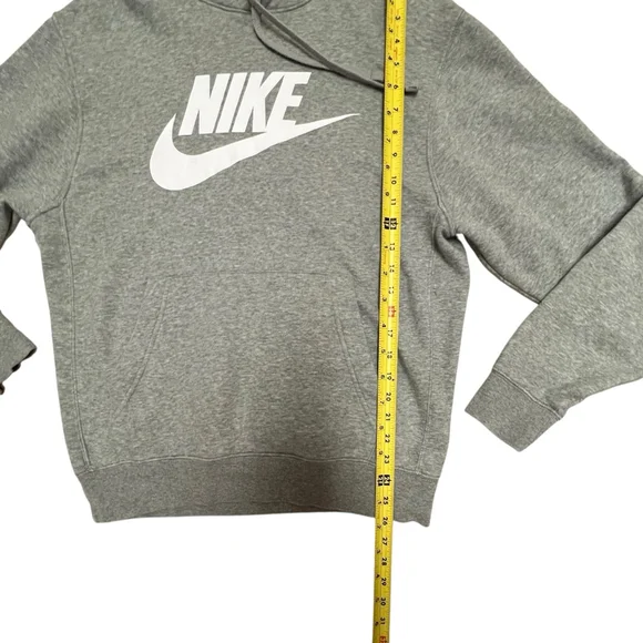 Nike Gray Pullover Hoodie Small Swoosh Logo Fleece Sweatshirt Men’s Size S - Picture 4 of 11